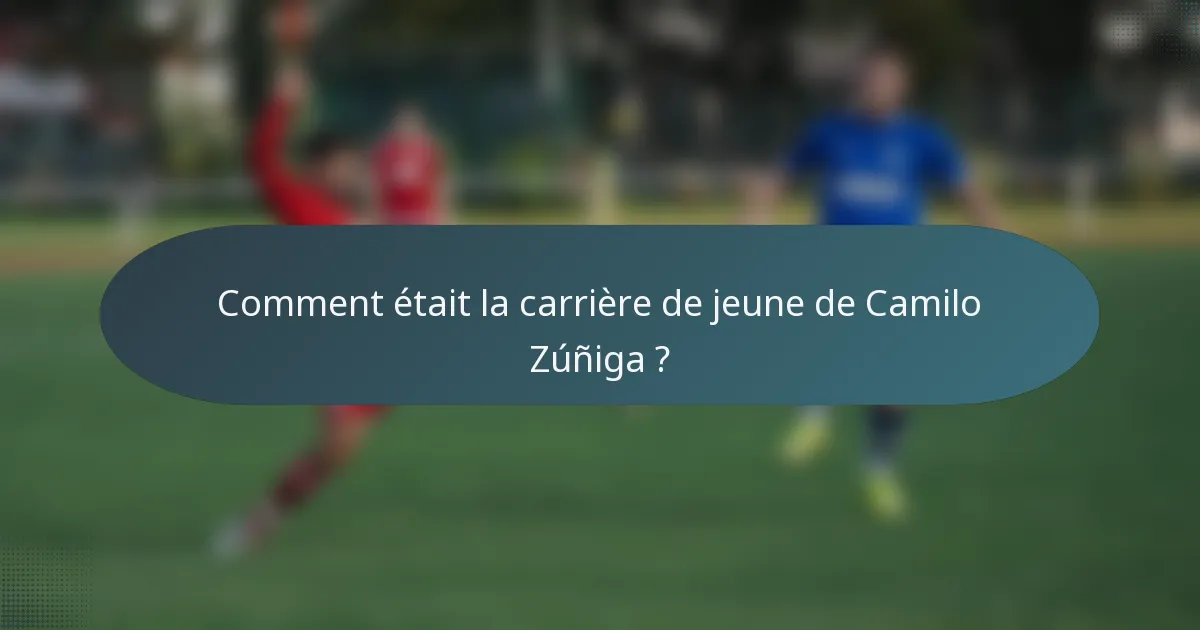 Comment était la carrière de jeune de Camilo Zúñiga ?
