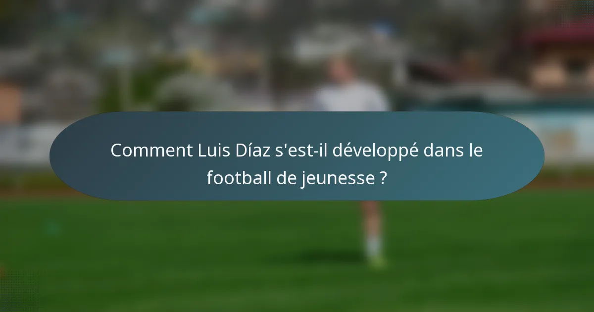 Comment Luis Díaz s'est-il développé dans le football de jeunesse ?