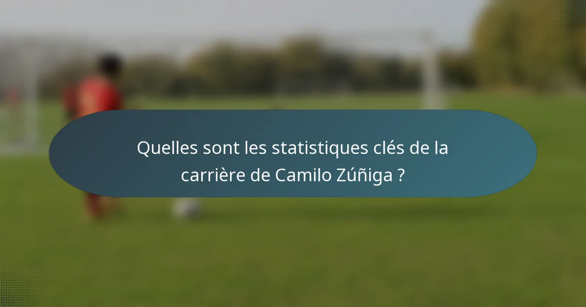 Quelles sont les statistiques clés de la carrière de Camilo Zúñiga ?