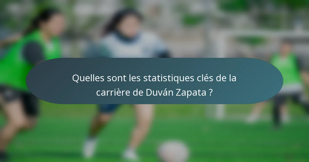 Quelles sont les statistiques clés de la carrière de Duván Zapata ?