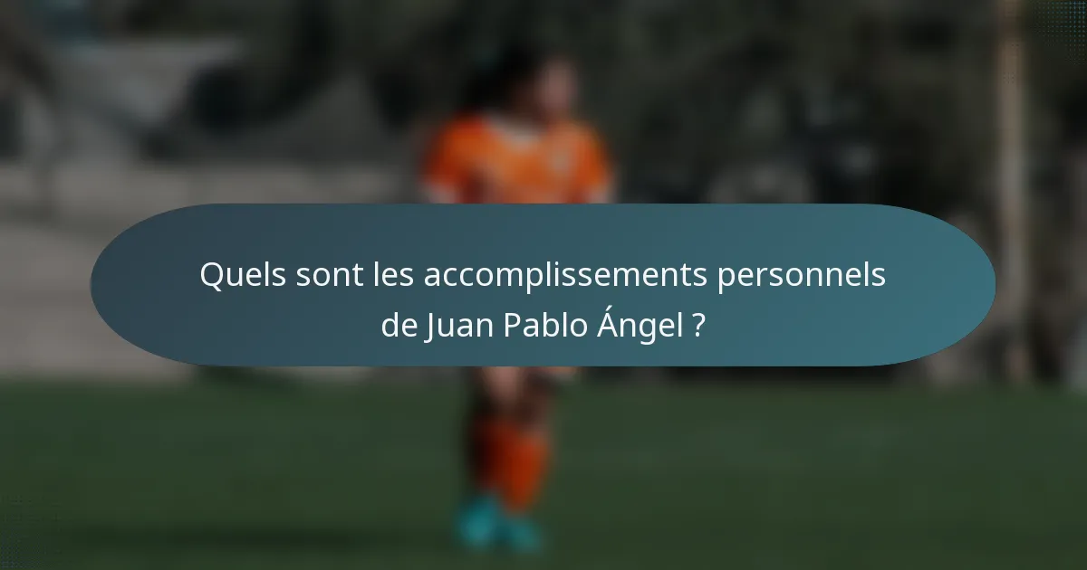Quels sont les accomplissements personnels de Juan Pablo Ángel ?
